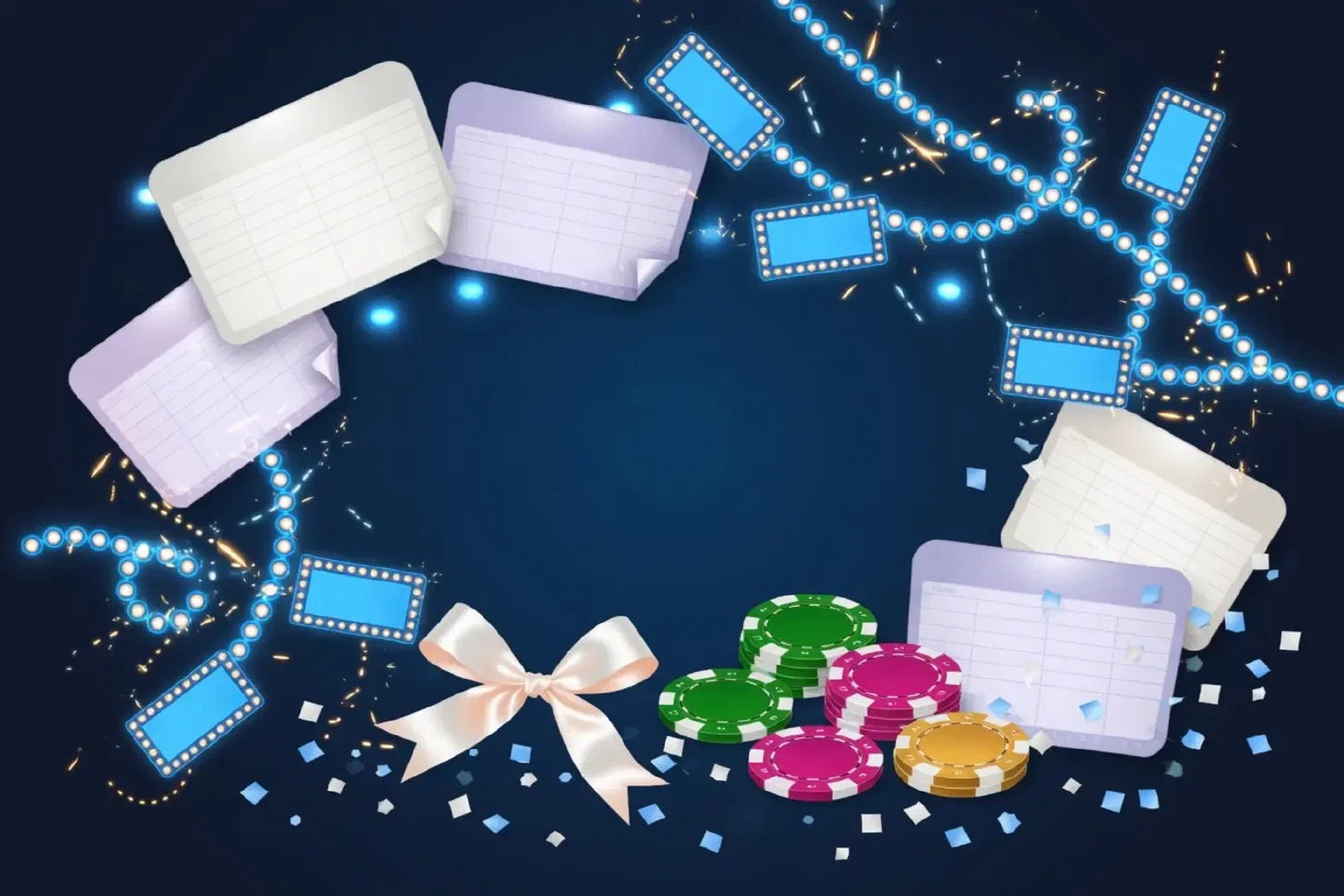 Wallet- und Spielflächen mit blauen Linien
