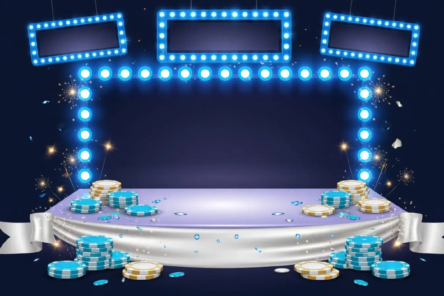 Lichtflächen über einem Live-Spieltisch in Blau